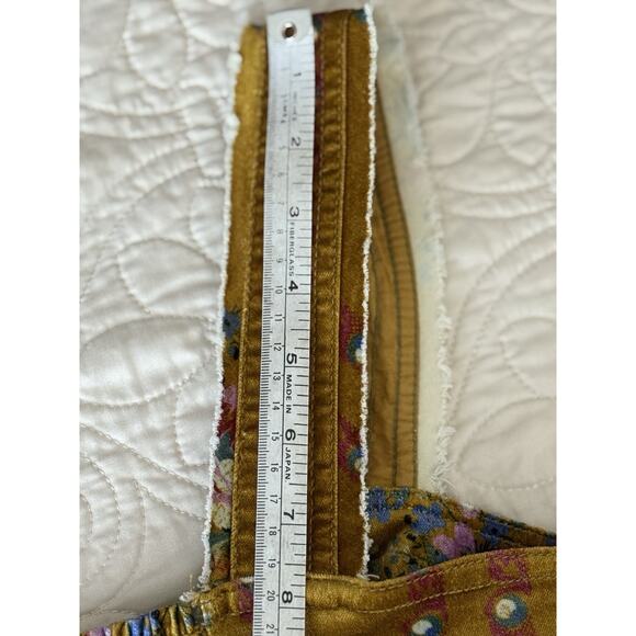 Anthropologie PILCRO Corset Seamed‎ Floral Velvet Mustard Tank Top Size 6 EUC - Picture 14 of 16